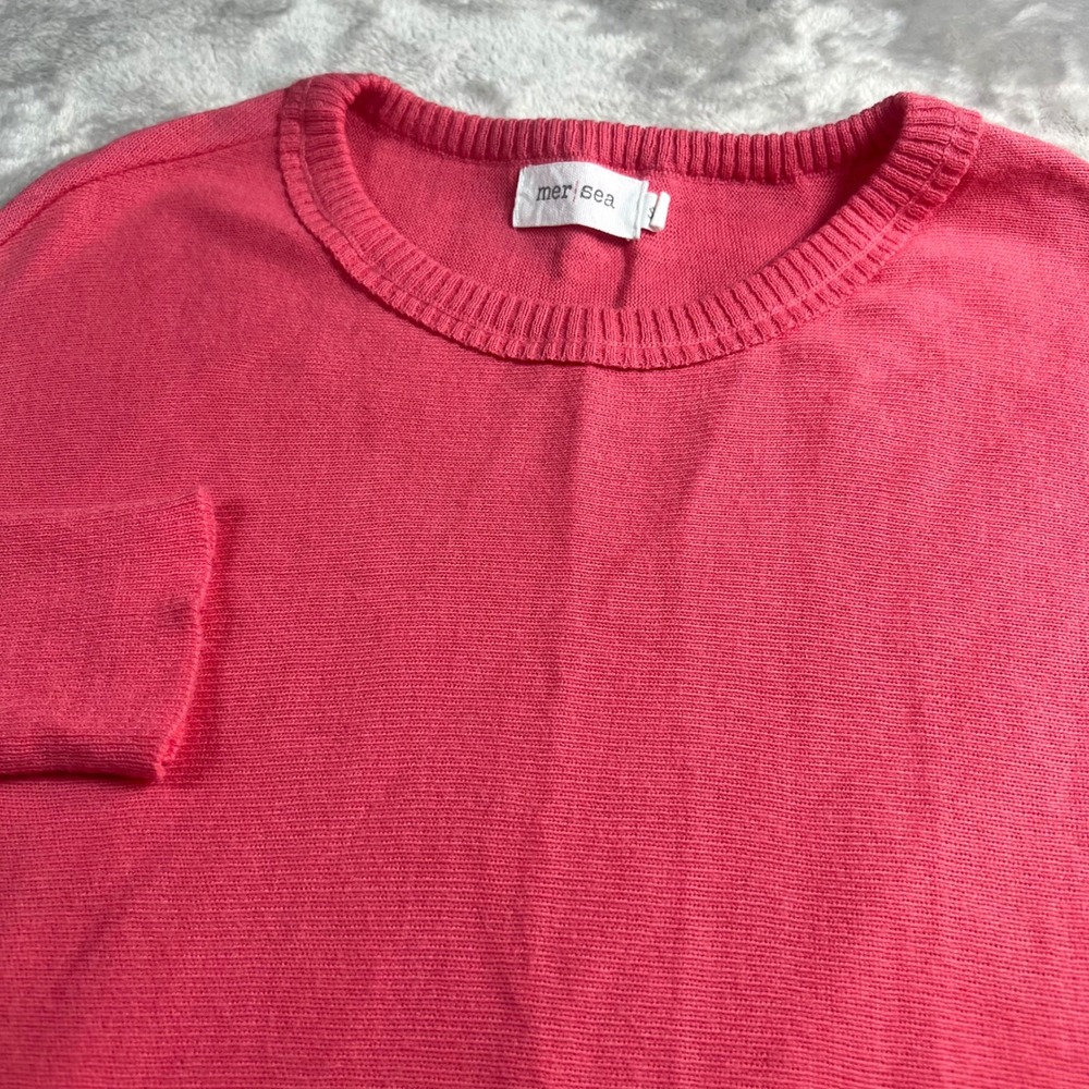 Mer Sea Womens S/M Sweater Pink Oversized Poncho Knit Pockets 142210
